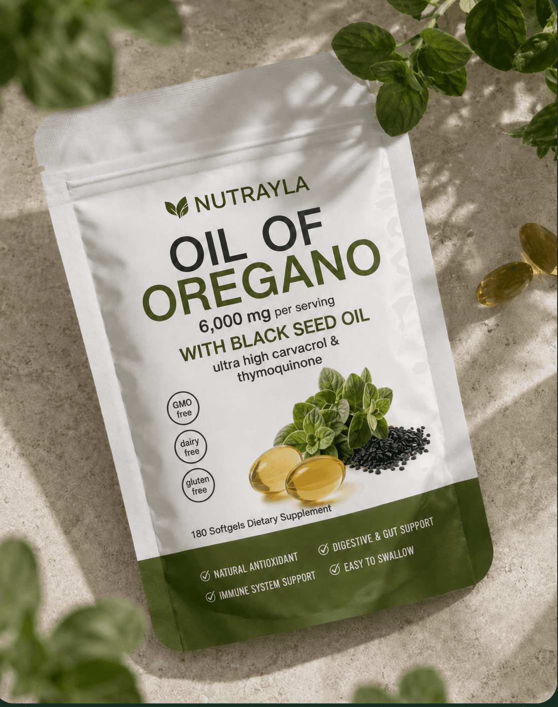NUTRAYLA® oregano softgel pouch